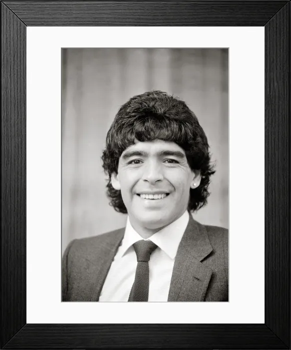 Framed Print : Diego Maradona - Football Player - May 1986 suit and tie Framed Print : Diego Maradona - Football Player - May 1986 suit and tie
