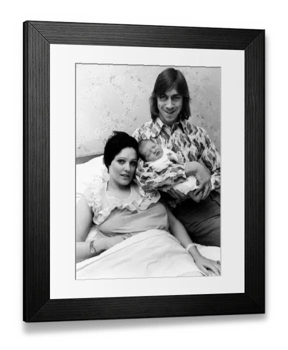 Framed Print : Charlie George Football Player and his wife Susan March 1973 with their new baby Framed Print : Charlie George Football Player and his wife Susan March 1973 with their new baby