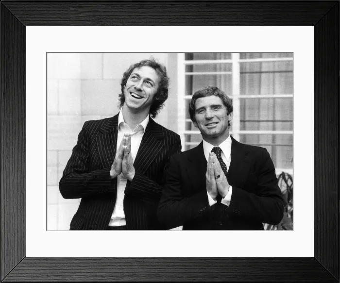 Framed Print : Charlie George Football Player and Alan Ball September 1979 pray as they look to Framed Print : Charlie George Football Player and Alan Ball September 1979 pray as they look to