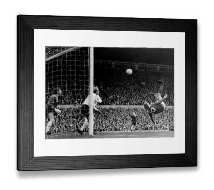 Framed Print : Manchester United v Tottenham Hotspur September 1967 Denis Law sends in an