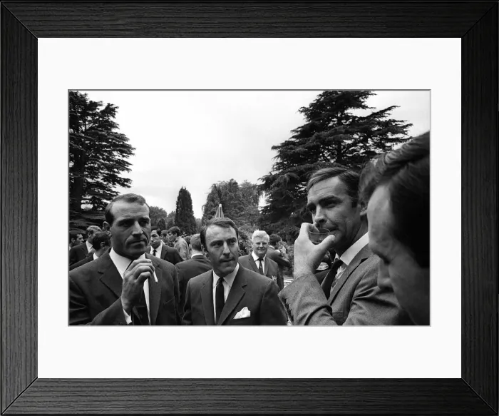 Framed Print : Jimmy Greaves along with members of the England World Cup team meet Sean Connery during a