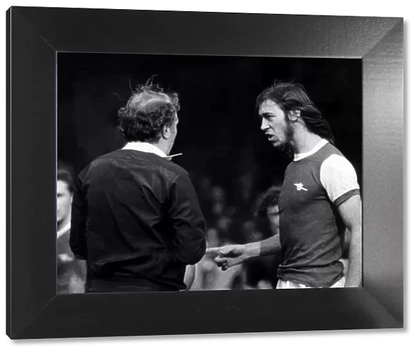 Charlie George Football Player gets booked September 1972 during the Arsenal v