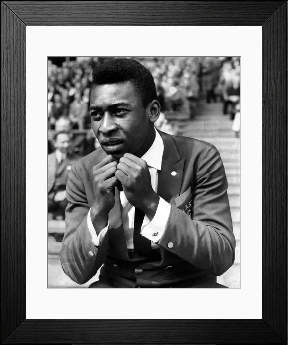 Framed Print : Brazilian football star Pele watching the England v Brazil International match at Wembley