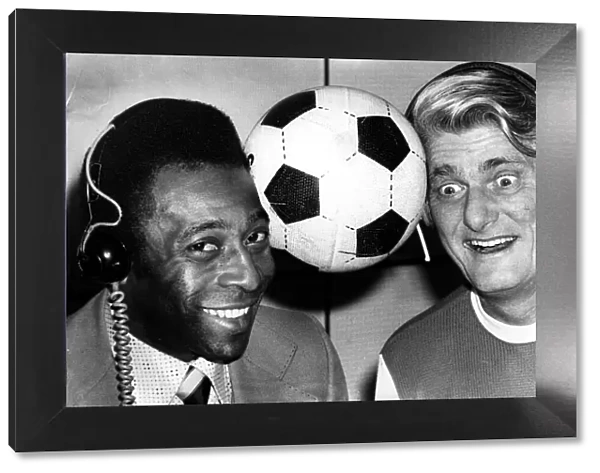 Brazilian football star Pele with disc jockey Pete Murray at the BBC during his radio