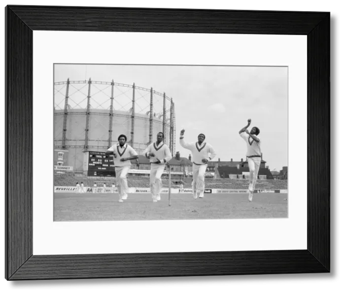 Framed Print : A Batsmans Nightmare at The Oval May 1976 The fearsome four from the West