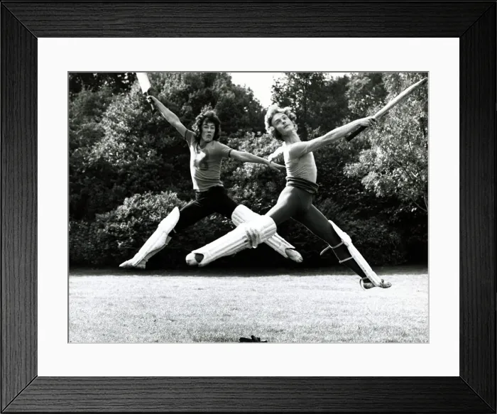 Framed Print : Members of the festival ballet company practising for a cricket game at Eltham, London