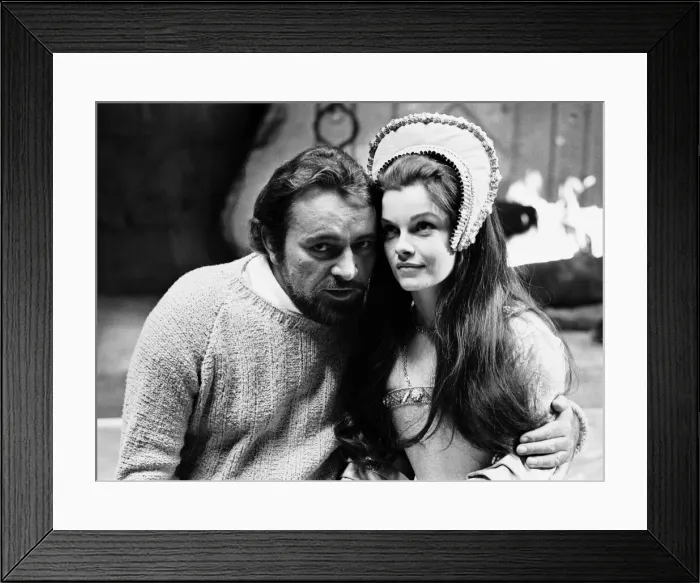 Framed Print : Richard Burton and Genevierer Bujold, his new leading lady Framed Print : Richard Burton and Genevierer Bujold, his new leading lady