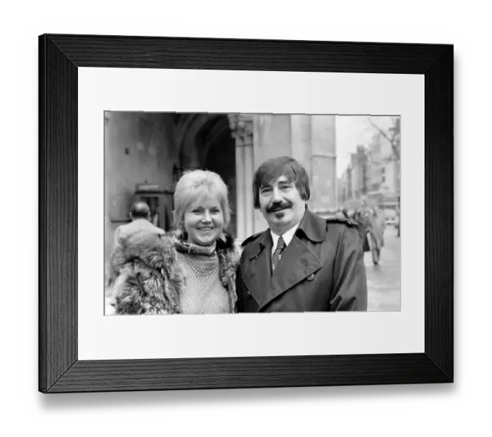 Framed Print : Jazz Trumpeter Kenny Ball with his fiancee Michelle Wilde. April 1983 Framed Print : Jazz Trumpeter Kenny Ball with his fiancee Michelle Wilde. April 1983