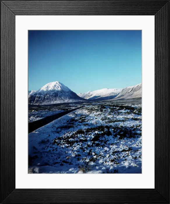 Framed Print : General view showing Buchaille Etive Mhor Pass of Glencoe in winter, 1981 Framed Print : General view showing Buchaille Etive Mhor Pass of Glencoe in winter, 1981