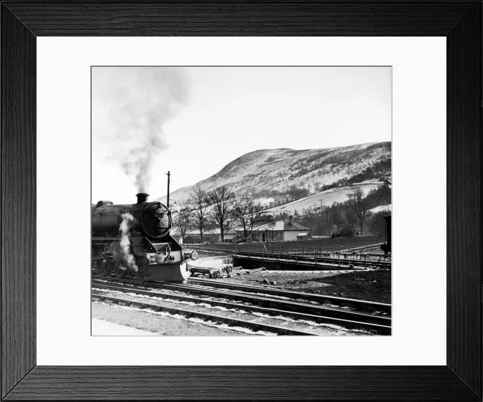 Framed Print : Steam train leaves Blair Atholl on the railway route from Perth northwards to Forres in Framed Print : Steam train leaves Blair Atholl on the railway route from Perth northwards to Forres in