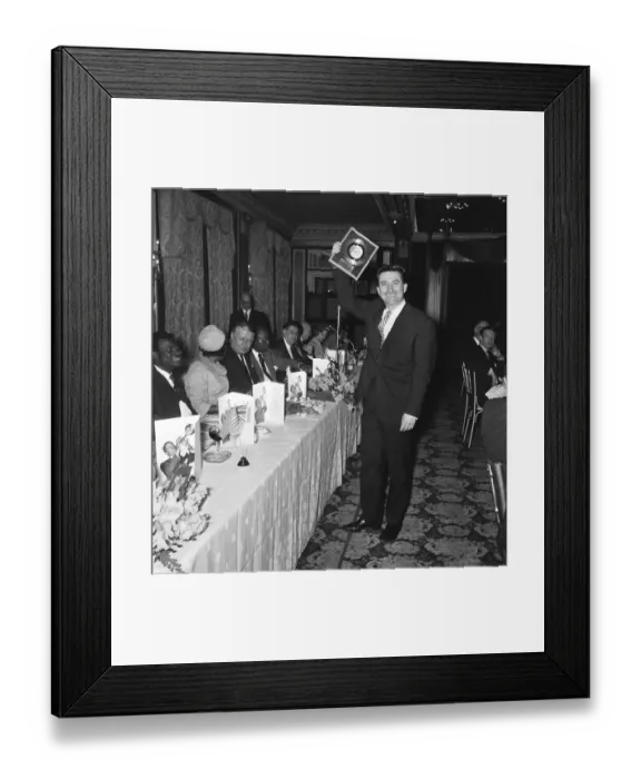 Framed Print : Louis Armstrong presenting Kenny Ball with a golden disc for his single Midnight in Framed Print : Louis Armstrong presenting Kenny Ball with a golden disc for his single Midnight in