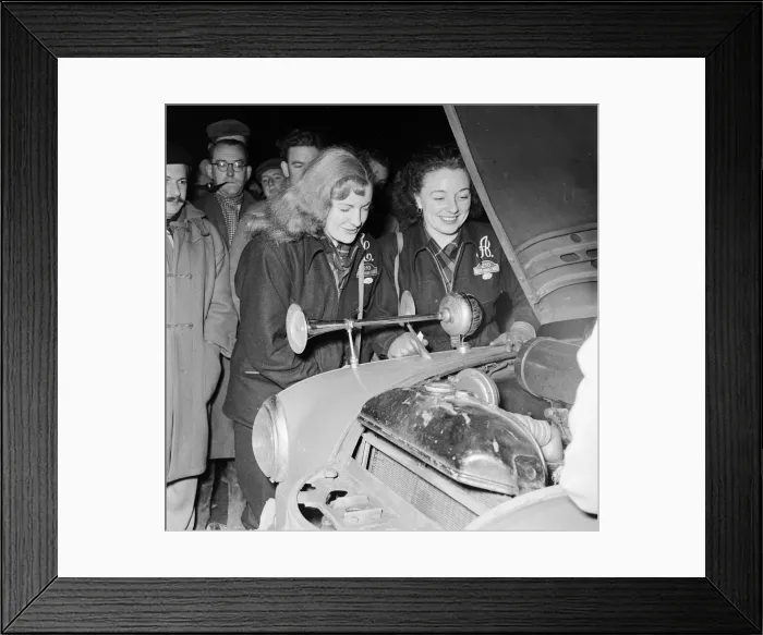 Framed Print : Competitors prepare for the start of the 24th Monte Carlo Rally, 18th January 1954