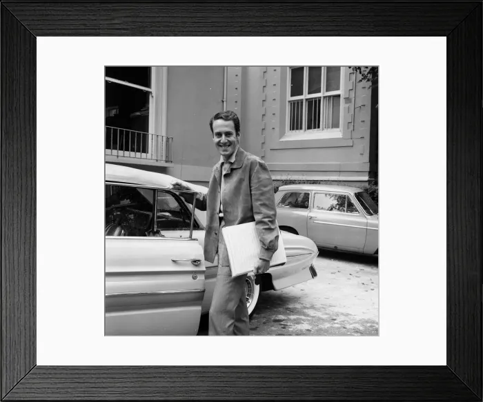 Framed Print : Band leader, John Barry, of the John Barry Seven musical group arrives for a recording Framed Print : Band leader, John Barry, of the John Barry Seven musical group arrives for a recording