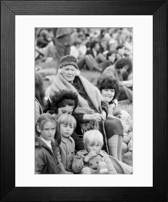 Framed Print : Reading Pop Festival. 88 year old pop fan Mrs Edith Gregory of Compton Framed Print : Reading Pop Festival. 88 year old pop fan Mrs Edith Gregory of Compton