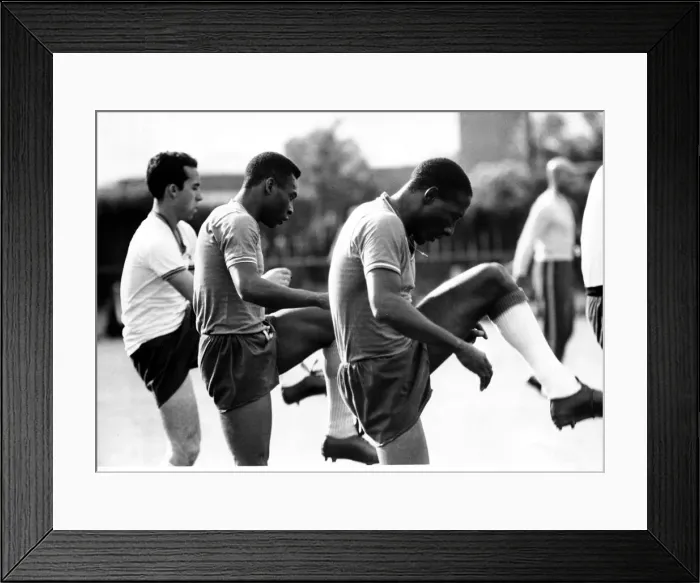 Framed Print : Brazilian football star Pele in a training session at Bolton during the 1966 World Cup