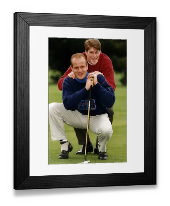 Framed Print : Colin Clark playing golf with Darren Anderton