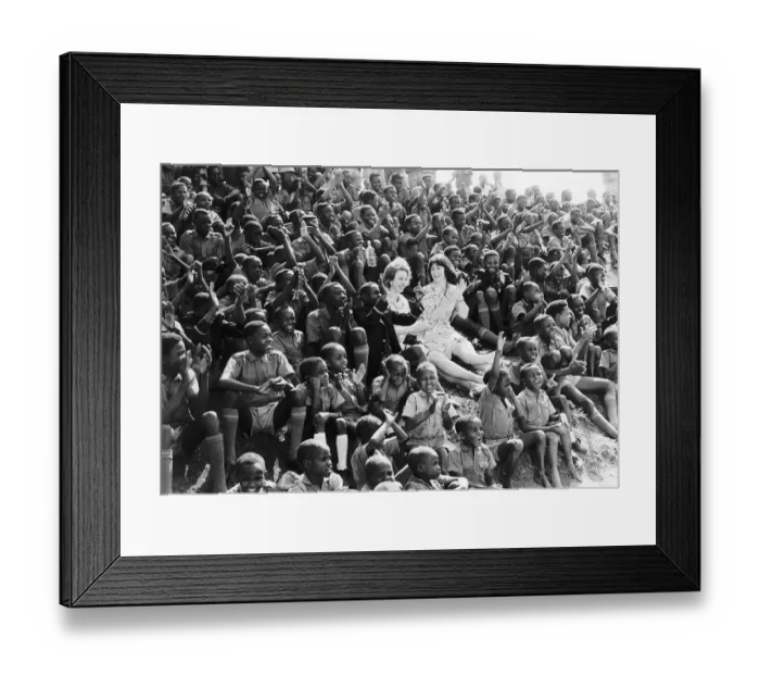 Framed Print : Princess Anne with Valerie Singleton watching a football match in Nairobi during a tour Framed Print : Princess Anne with Valerie Singleton watching a football match in Nairobi during a tour