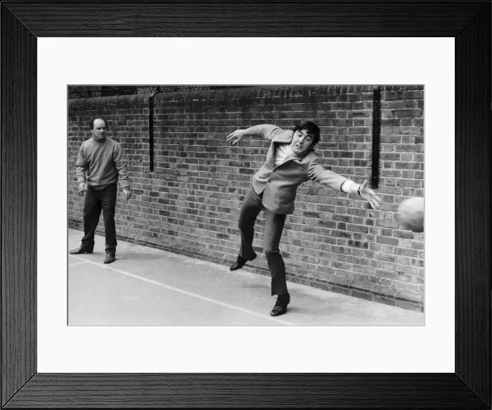 Framed Print : John Alderton actor appearing in the film version of Please Sir tries to save a goal as Framed Print : John Alderton actor appearing in the film version of Please Sir tries to save a goal as