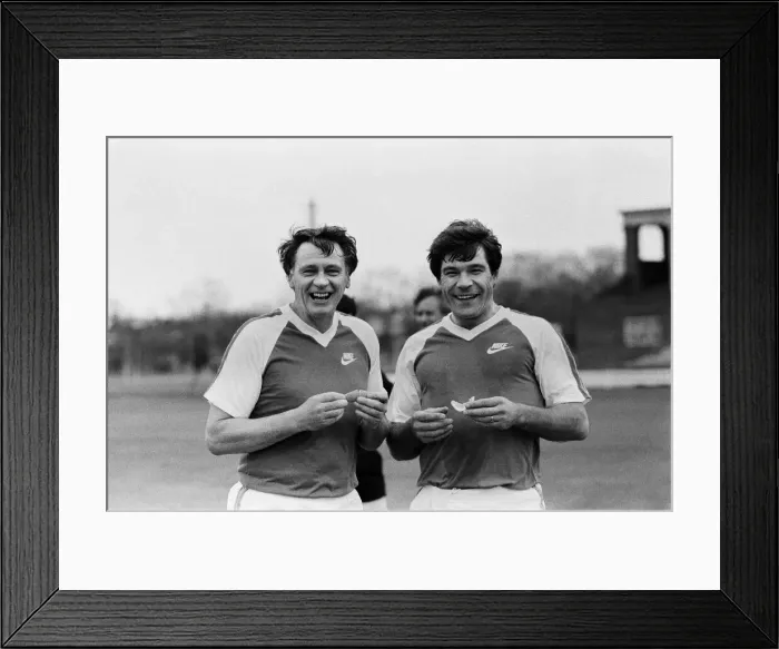 Framed Print : England Manager Bobby Robson with Fulham manager Malcolm MacDonald during a England Framed Print : England Manager Bobby Robson with Fulham manager Malcolm MacDonald during a England