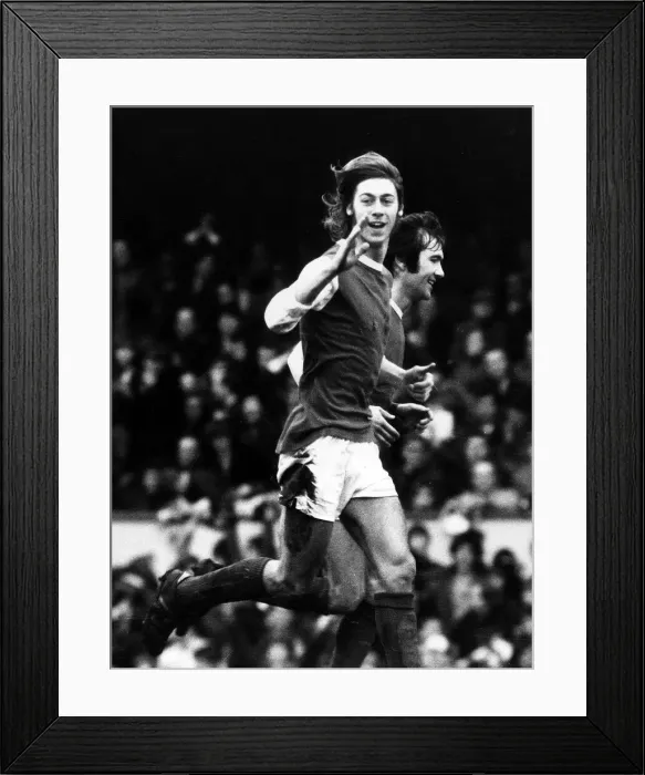 Framed Print : Charlie George Football Player February 1971 celebrates after scoring in Framed Print : Charlie George Football Player February 1971 celebrates after scoring in