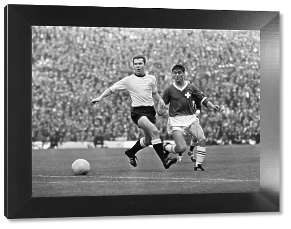 Football World Cup 1966 West Germay v Switzerland, Franz Beckenbauer in action