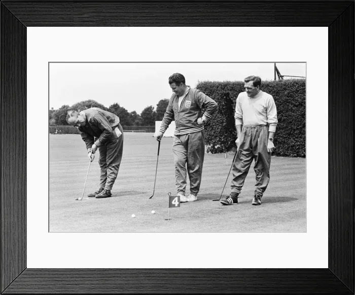 Framed Print : England football World Cup players training to play golf Alf Ramsey (Manager