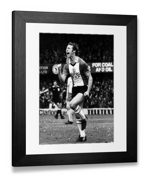 Framed Print : Charlie George Football Player for Southampton FC February 1981 celebrates after Framed Print : Charlie George Football Player for Southampton FC February 1981 celebrates after