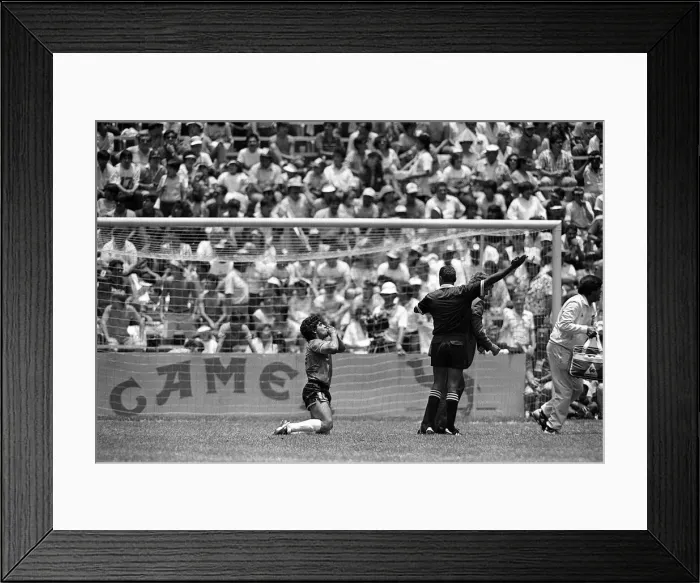 Framed Print : World Cup 1986 England 1 Argentina 2 Quarter finals Maradona down on his Framed Print : World Cup 1986 England 1 Argentina 2 Quarter finals Maradona down on his