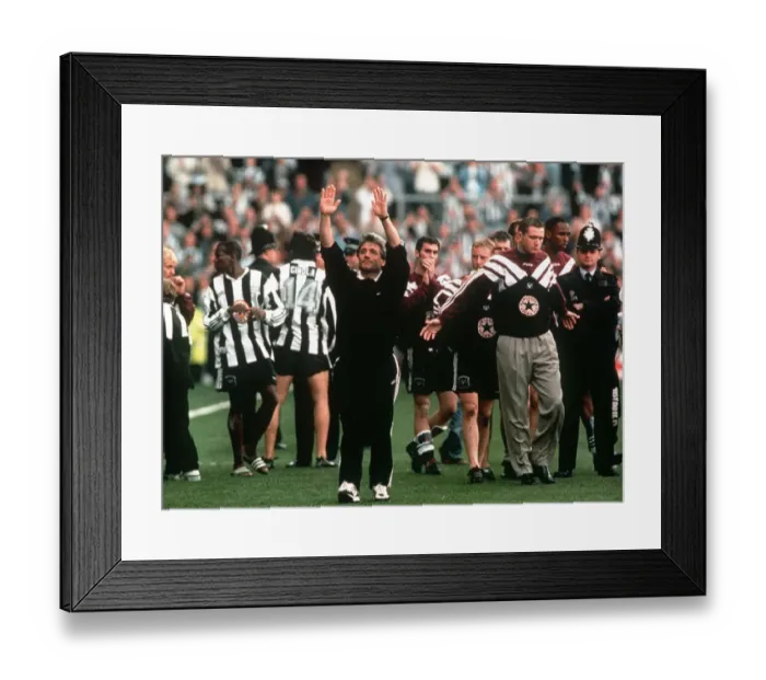 Framed Print : Kevin Keegan manager Newcastle Utd FC salutes fans at end of 1995-96 season Framed Print : Kevin Keegan manager Newcastle Utd FC salutes fans at end of 1995-96 season