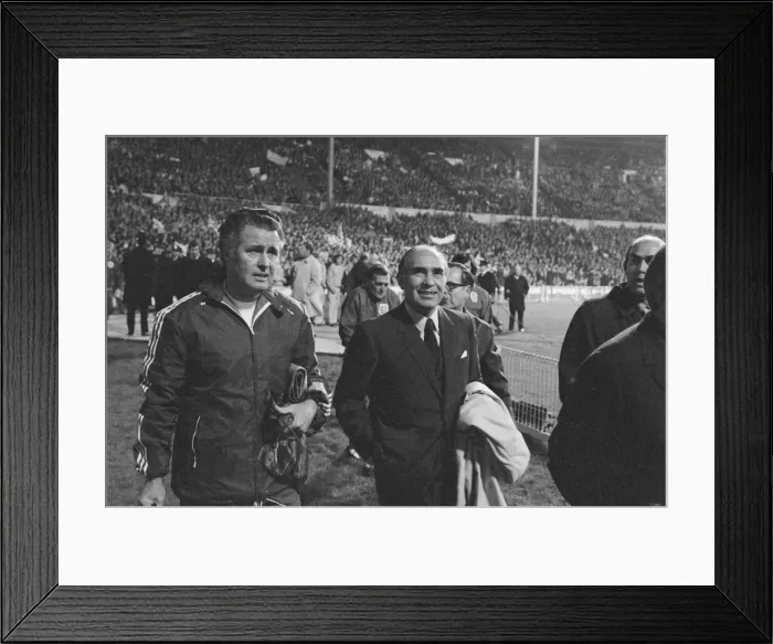Framed Print : Sir Alf Ramsey seen here with his coaching team before the start of Endland Framed Print : Sir Alf Ramsey seen here with his coaching team before the start of Endland