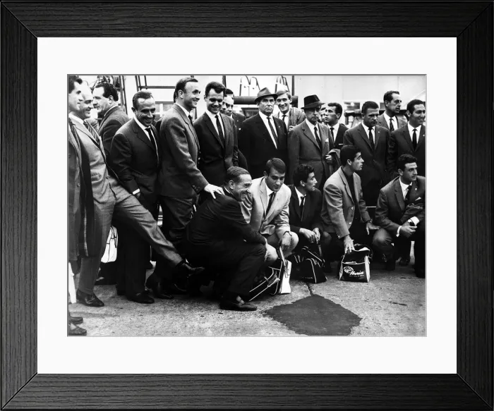 Framed Print : Real Madrid football players arrives in Glasgow for European Cup football match tie