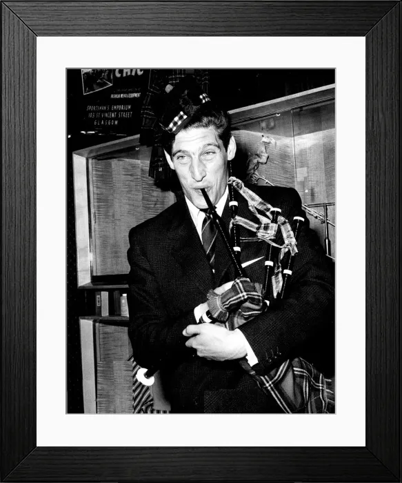 Framed Print : Rogelio Dominguez Real Madrid goalkeeper playing bagpipes after beating Eintracht