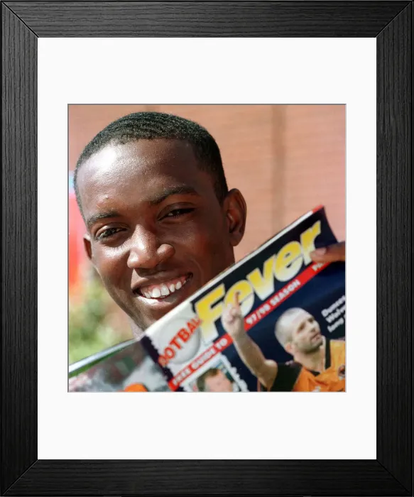 Framed Print : Dwight Yorke Aston Villa Football Player July 1997 Pictured holding Football