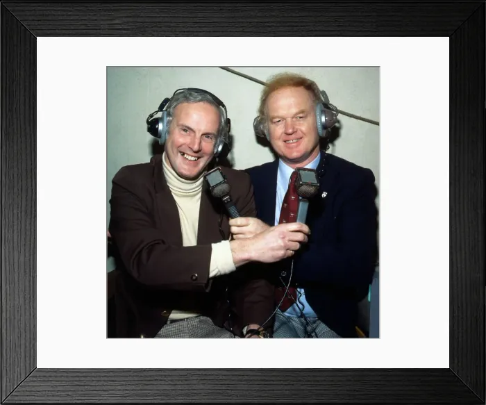 Framed Print : Arthur Montford with Archie MacPherson football commentators December 1988 Framed Print : Arthur Montford with Archie MacPherson football commentators December 1988