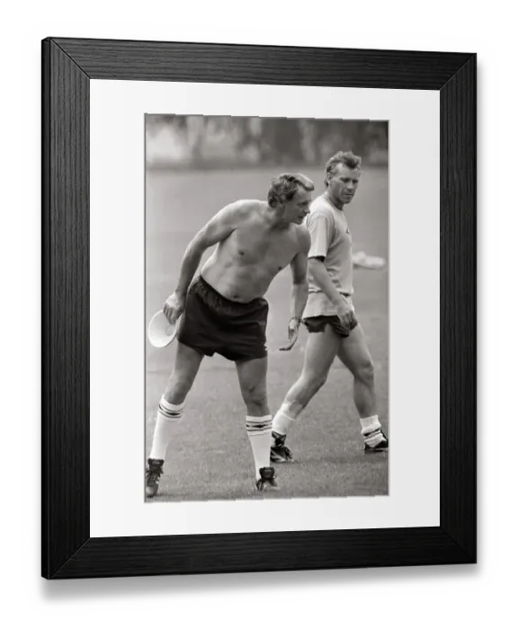 Framed Print : Bobby Robson England manager seen bare chested on the training ground during 1986 World Framed Print : Bobby Robson England manager seen bare chested on the training ground during 1986 World