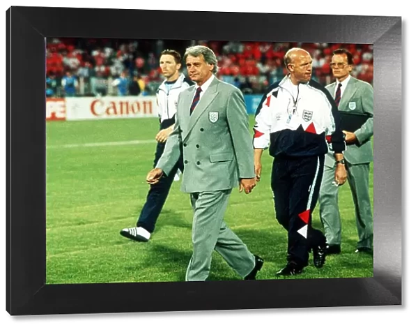 Bobby Robson England manager leads the team out ahead of World Cup match in Italy 1990