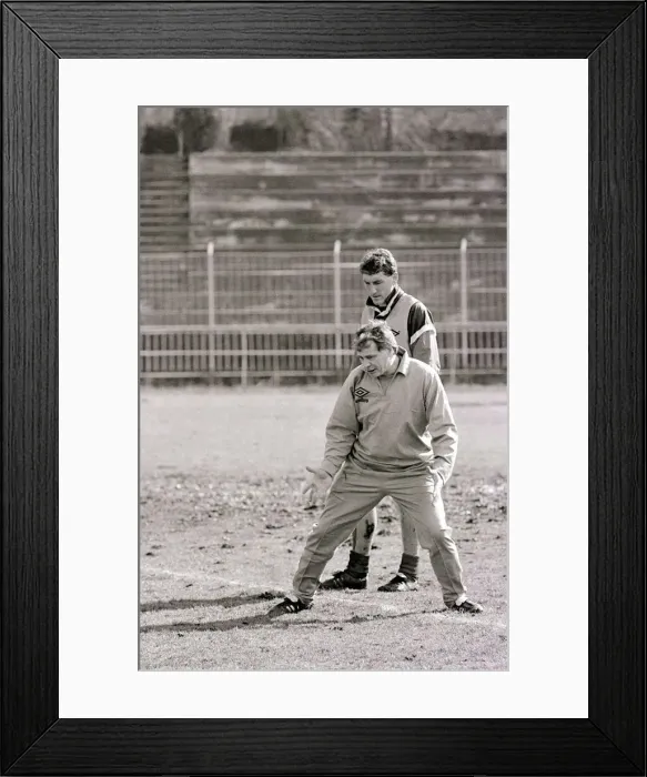 Framed Print : England football team training session February 1987. Pictured Framed Print : England football team training session February 1987. Pictured