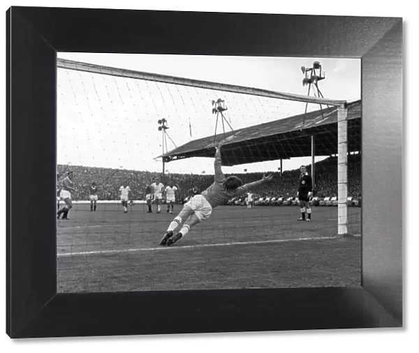 Kai Johansen scores penalty past Dundee goalkeeper Donald MacKay at Ibrox August 1967