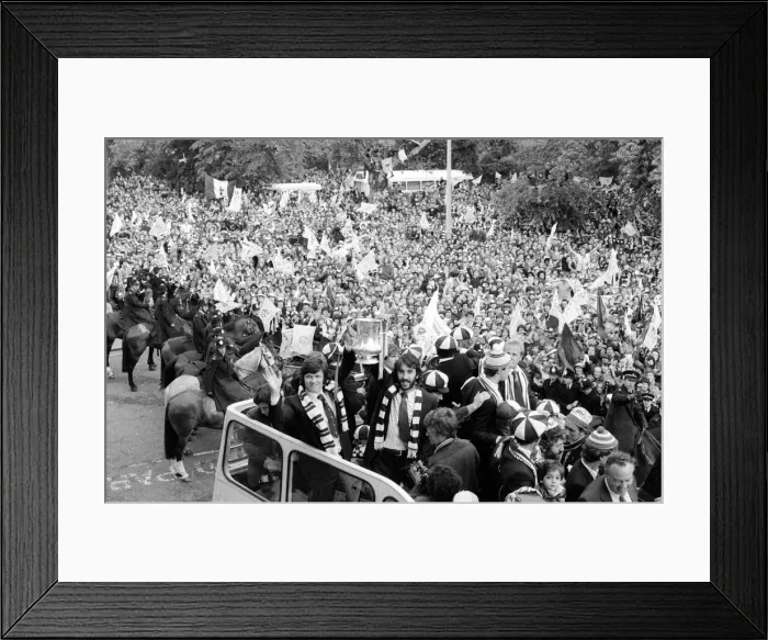 Framed Print : Spurs homecoming after winning the FA Cup. Players with the trophy on the bus Framed Print : Spurs homecoming after winning the FA Cup. Players with the trophy on the bus