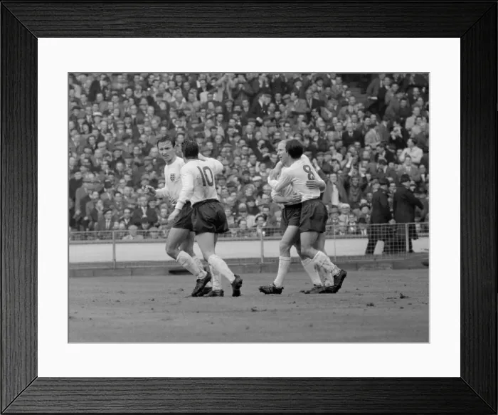 Framed Print : Home International match at Wembley Stadium. England 2 v Scotland 2 Framed Print : Home International match at Wembley Stadium. England 2 v Scotland 2