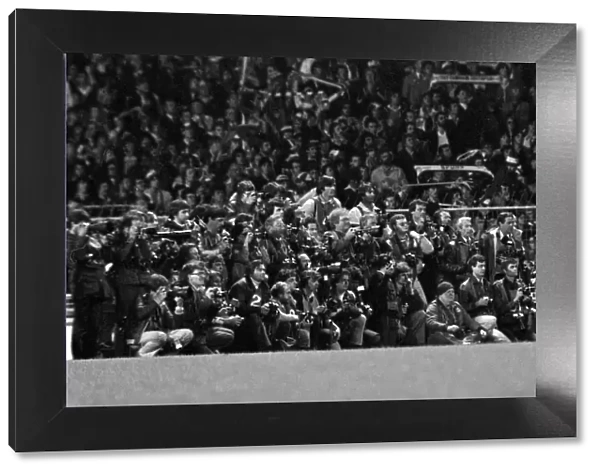 A barrage of press photographers at the FA Cup Final replay 1981