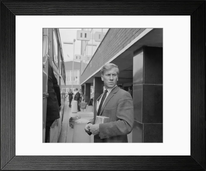Framed Print : Bobby Charlton pictured upon the England teams return to London after being knocked Framed Print : Bobby Charlton pictured upon the England teams return to London after being knocked