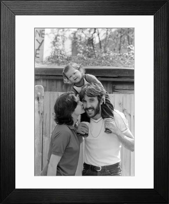 Framed Print : Ricardo Villa with his wife and child the day after winning the FA Cup Framed Print : Ricardo Villa with his wife and child the day after winning the FA Cup