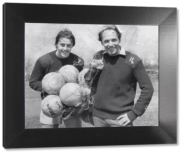 Bryan Robson Sunderland football player (right) with team mate John Hawley