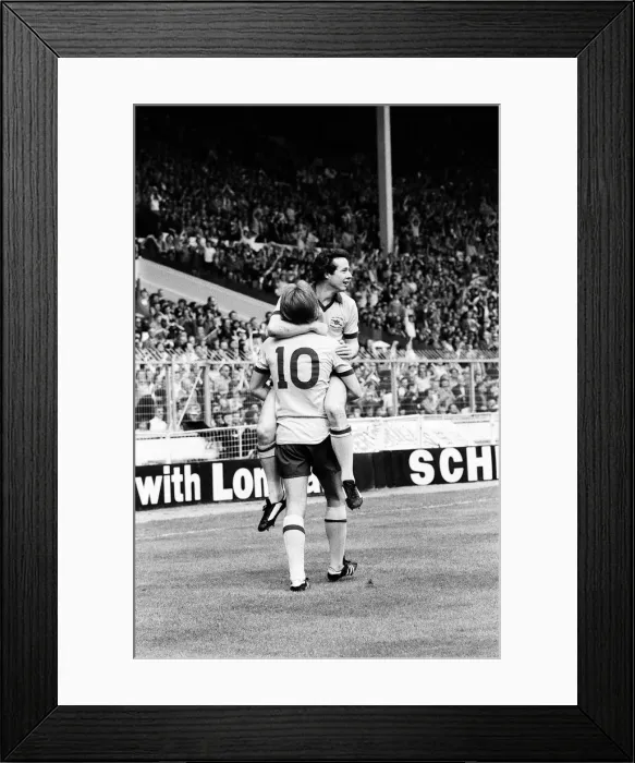 Framed Print : FA Cup final 12th May 1979. Arsenal 3 v 2 Manchester United. Liam Brady celebrates Framed Print : FA Cup final 12th May 1979. Arsenal 3 v 2 Manchester United. Liam Brady celebrates