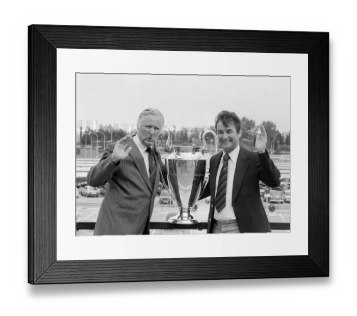 Framed Print : Nottingham Forest manager Brian Clough with his assistant Peter Taylor celebrating Framed Print : Nottingham Forest manager Brian Clough with his assistant Peter Taylor celebrating