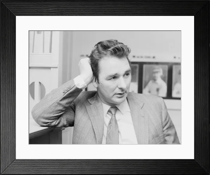 Framed Print : Derby County manager Brian Clough seen here in the boardroom of the Baseball Ground Framed Print : Derby County manager Brian Clough seen here in the boardroom of the Baseball Ground