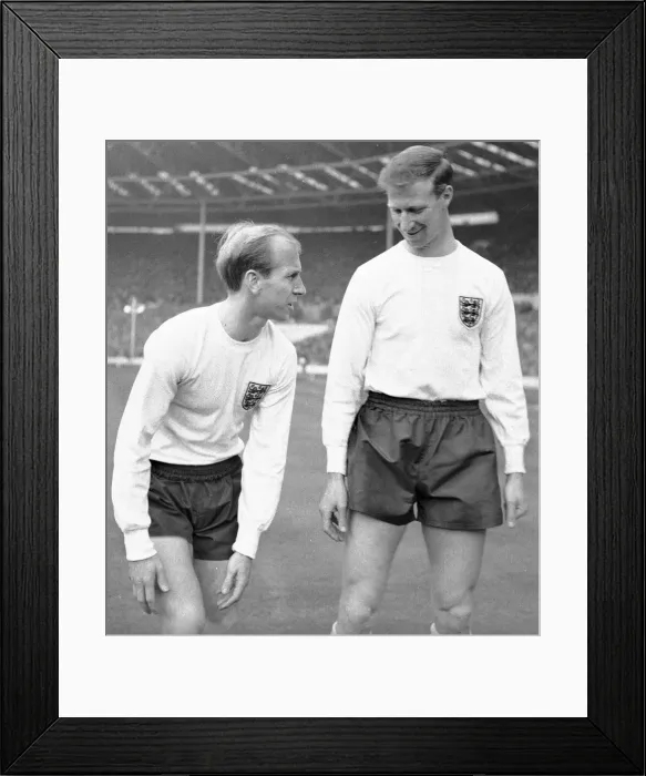 Framed Print : England footballing brothers Jack and Bobby Charlton, together at Wembley Stadium Framed Print : England footballing brothers Jack and Bobby Charlton, together at Wembley Stadium