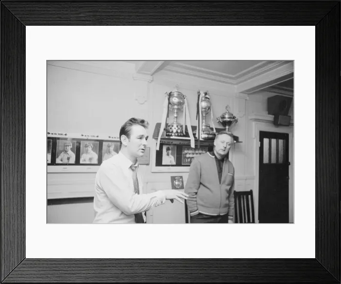 Framed Print : Derby County manager Brian Clough seen here with assistant manager Peter Taylor in Framed Print : Derby County manager Brian Clough seen here with assistant manager Peter Taylor in