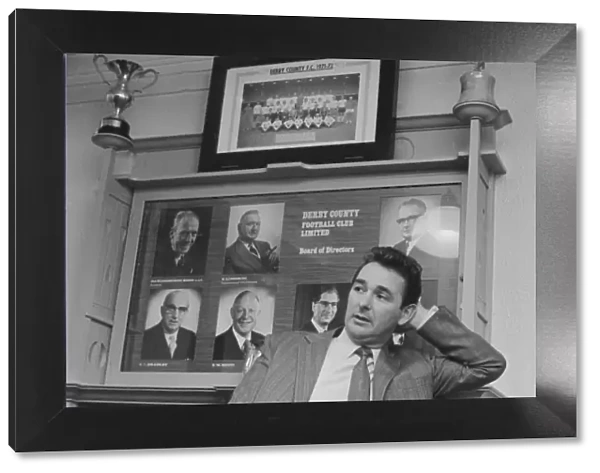 Derby County manager Brian Clough seen here in the boardroom of the Baseball Ground